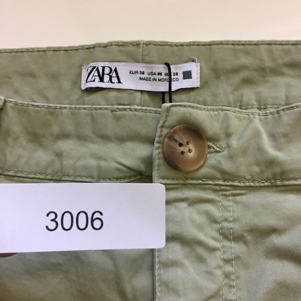 Zara Womens Chino Pants Size 6 Cuff Hem High-Rise Stretch 24.5 Inseam Green - Picture 15 of 15